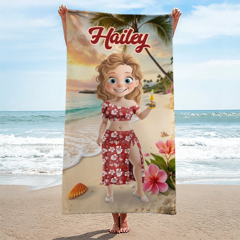 Personalised Beach Towel - Summer Vacation And Travel Gifts For Best Friends, Sisters - All About Good Vibes
