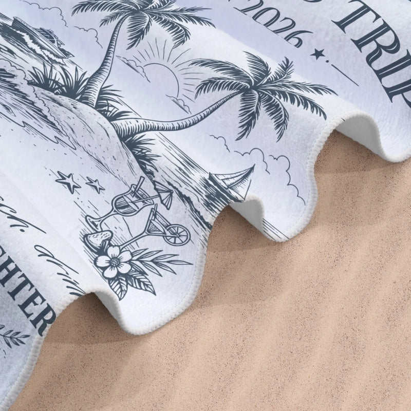 Personalised Beach Towel - Summer Vacation And Travel Gifts For Best Friends, Sisters - Good Vibes All Day