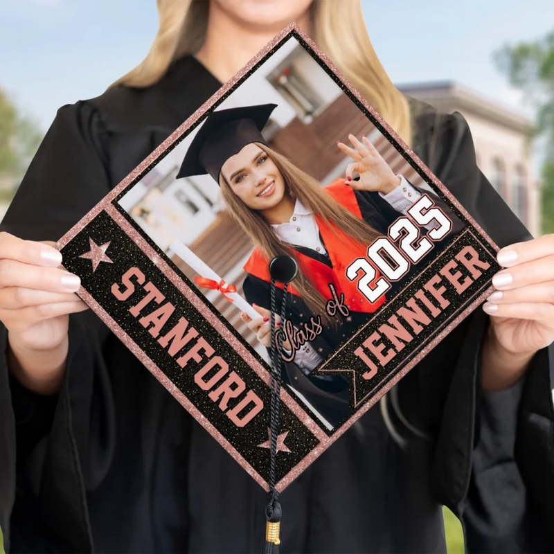 Personalised Graduation Cap with Photo - Meaningful Memorial or Graduation Gift - Chase Your Next Adventure