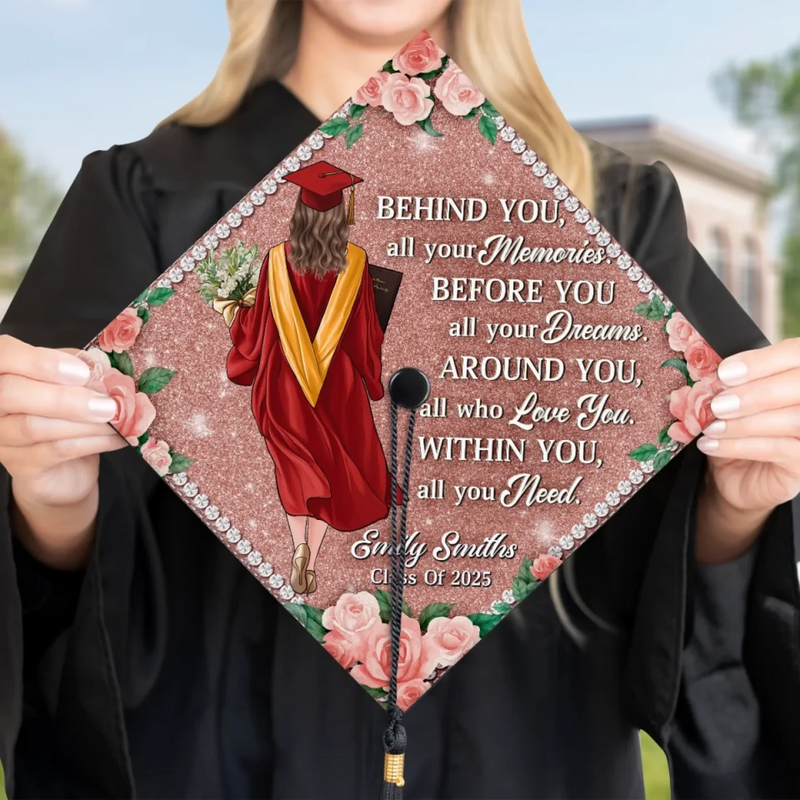 Personalised Graduation Cap - Meaningful Memorial or Graduation Gift - Behind You, All Your Memories