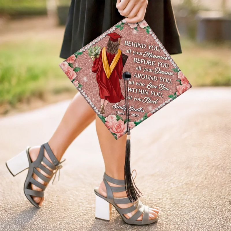 Personalised Graduation Cap - Meaningful Memorial or Graduation Gift - Behind You, All Your Memories
