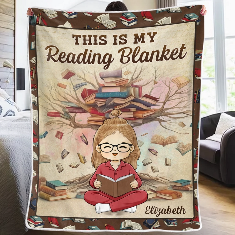 Personalised Blanket - Book Lover Gifts For Readers, Bookworms - This Is My Reading Blanket