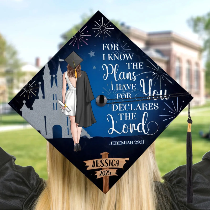 Personalised Graduation Cap - Meaningful Memorial or Graduation Gift - We're Strong Because He Is Within