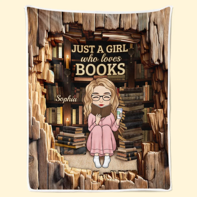 Personalised Blanket - Book Lover Gifts For Readers, Bookworms - Just A Girl Who Loves Books