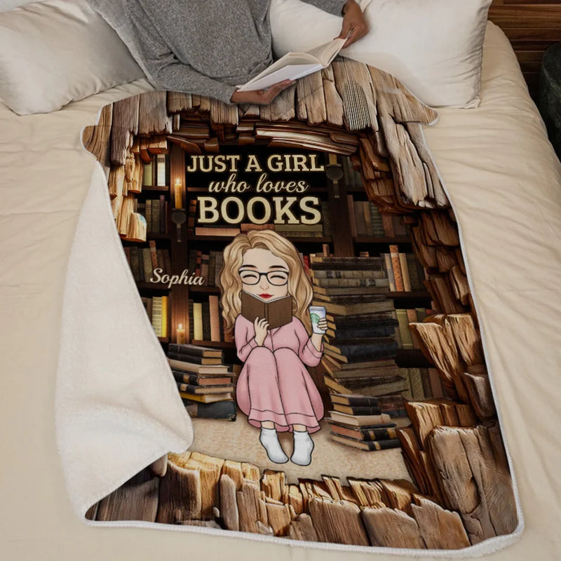Personalised Blanket - Book Lover Gifts For Readers, Bookworms - Just A Girl Who Loves Books