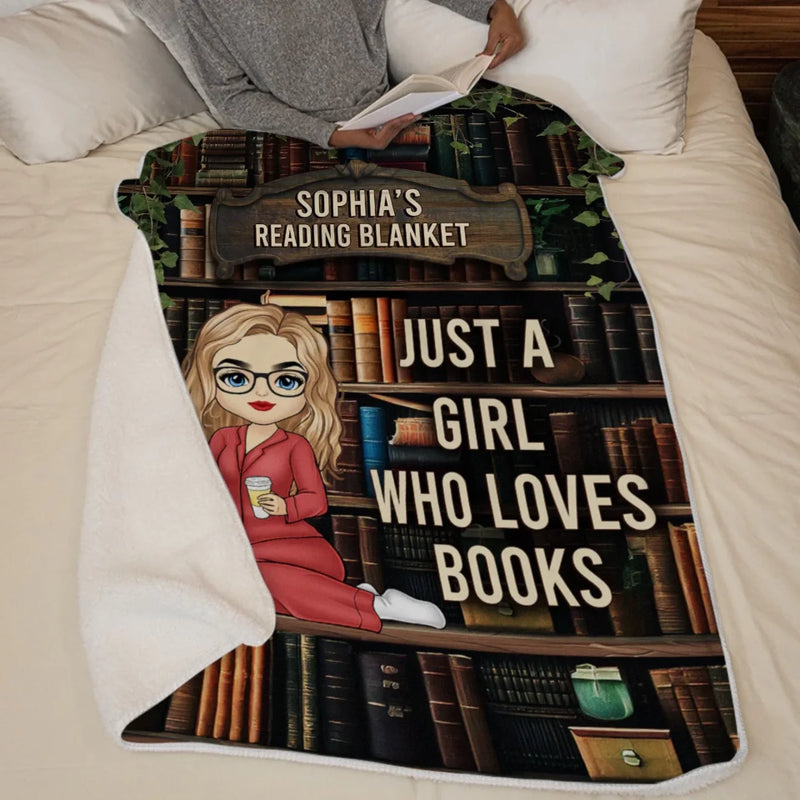 Personalised Blanket - Book Lover Gifts For Readers, Bookworms - A Girl Who Loves Books