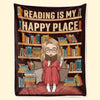 Personalised Blanket - Book Lover Gifts For Readers, Bookworms - Reading Is My Happy Place