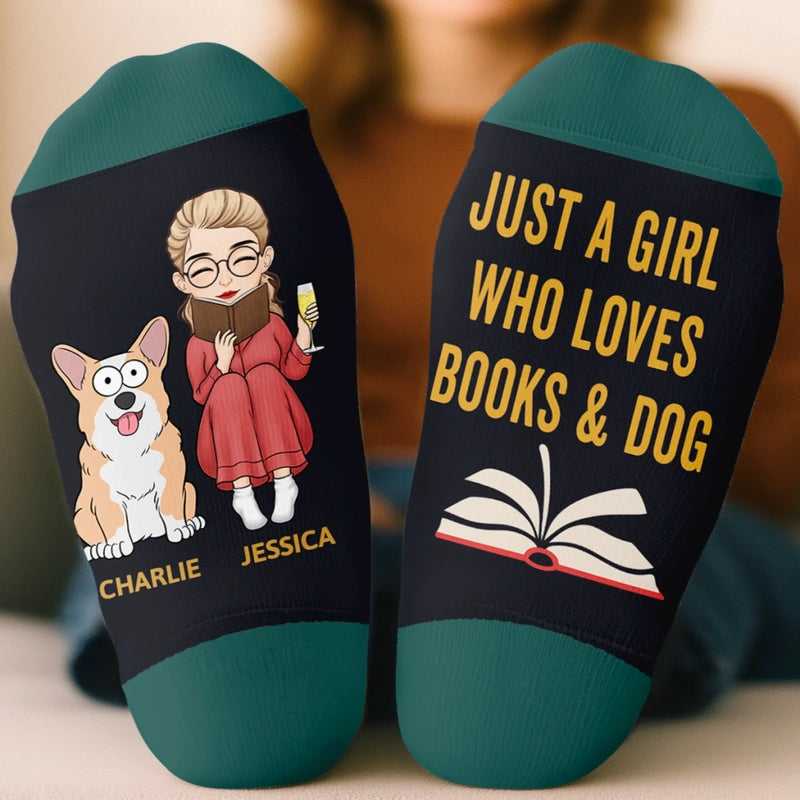 Personalised Crew Socks - Bookish Gifts For Book Lovers, Bookworms, Readers - Literary Pup Lover