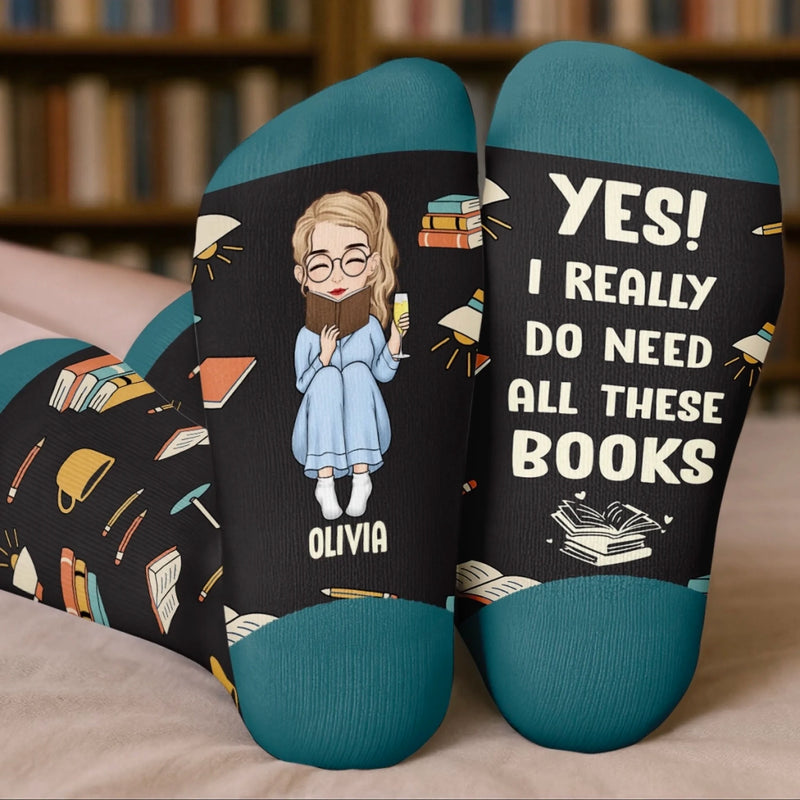 Personalised Crew Socks - Bookish Gifts For Book Lovers, Bookworms, Readers - Tea, Books, Repeat