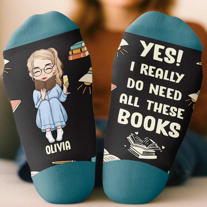 Personalised Crew Socks - Bookish Gifts For Book Lovers, Bookworms, Readers - Tea, Books, Repeat