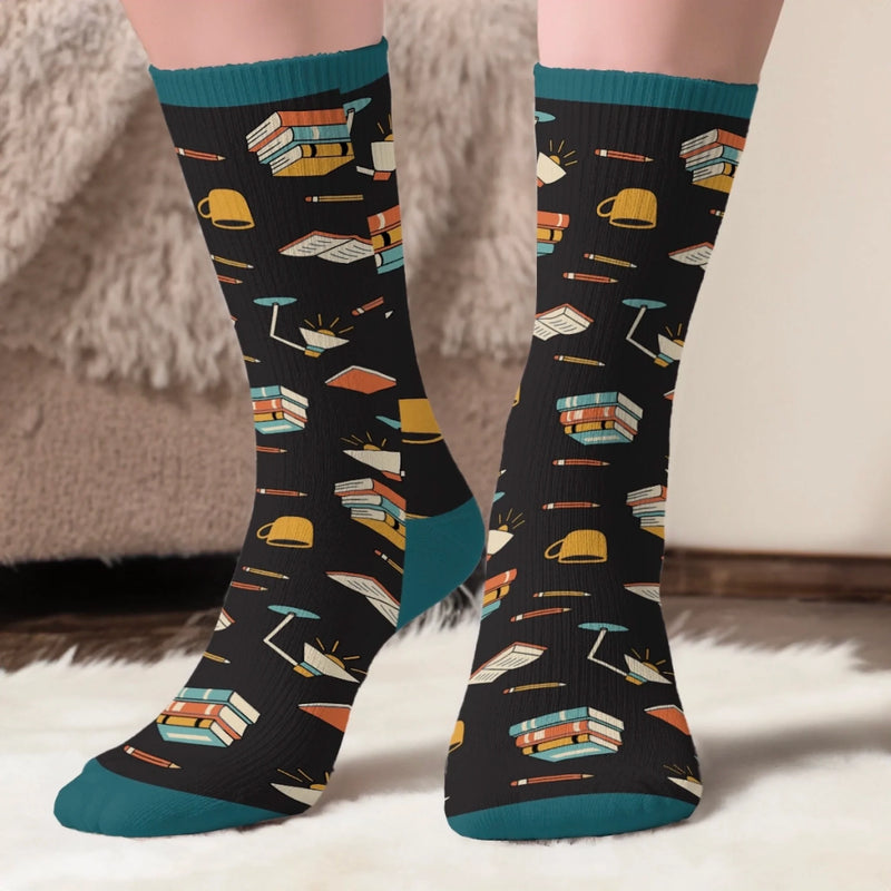 Personalised Crew Socks - Bookish Gifts For Book Lovers, Bookworms, Readers - Tea, Books, Repeat