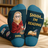 Personalised Crew Socks - Bookish Gifts For Book Lovers, Bookworms, Readers - Leave Me Alone, I’m Bonding With Fiction