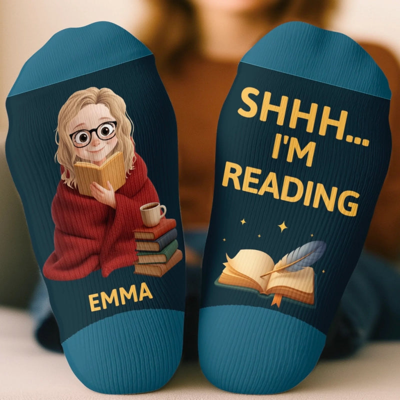 Personalised Crew Socks - Bookish Gifts For Book Lovers, Bookworms, Readers - Leave Me Alone, I’m Bonding With Fiction