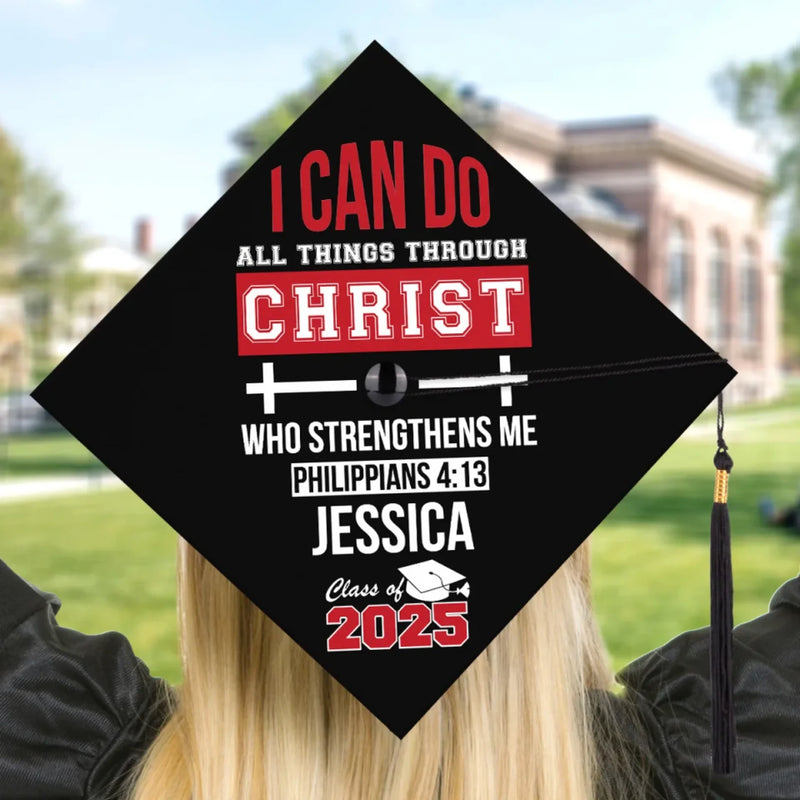 Personalised Graduation Cap - Meaningful Memorial or Graduation Gift - Rooted In Christ, Rising In Strength