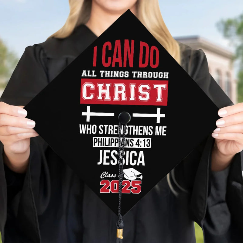 Personalised Graduation Cap - Meaningful Memorial or Graduation Gift - Rooted In Christ, Rising In Strength