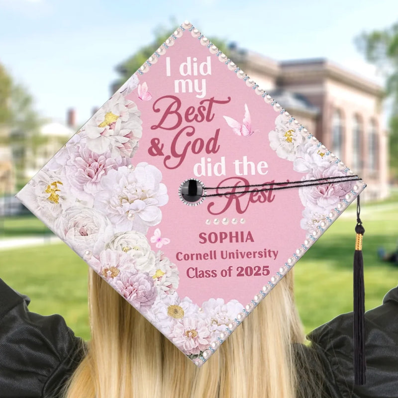 Personalised Graduation Cap - Meaningful Memorial or Graduation Gift or Christian Gifts - I Did My Best