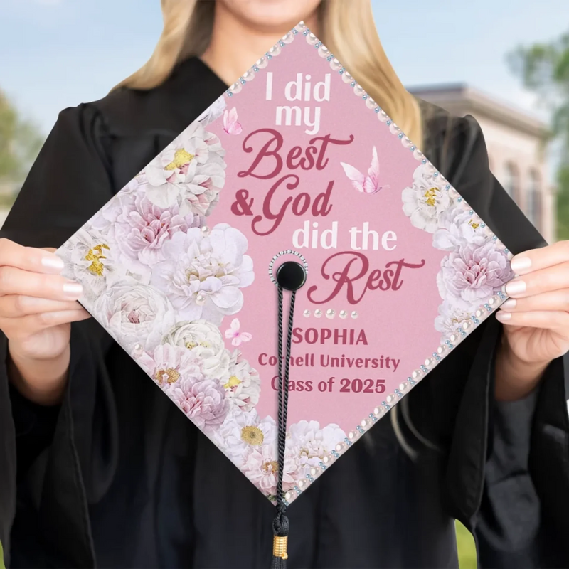 Personalised Graduation Cap - Meaningful Memorial or Graduation Gift or Christian Gifts - I Did My Best