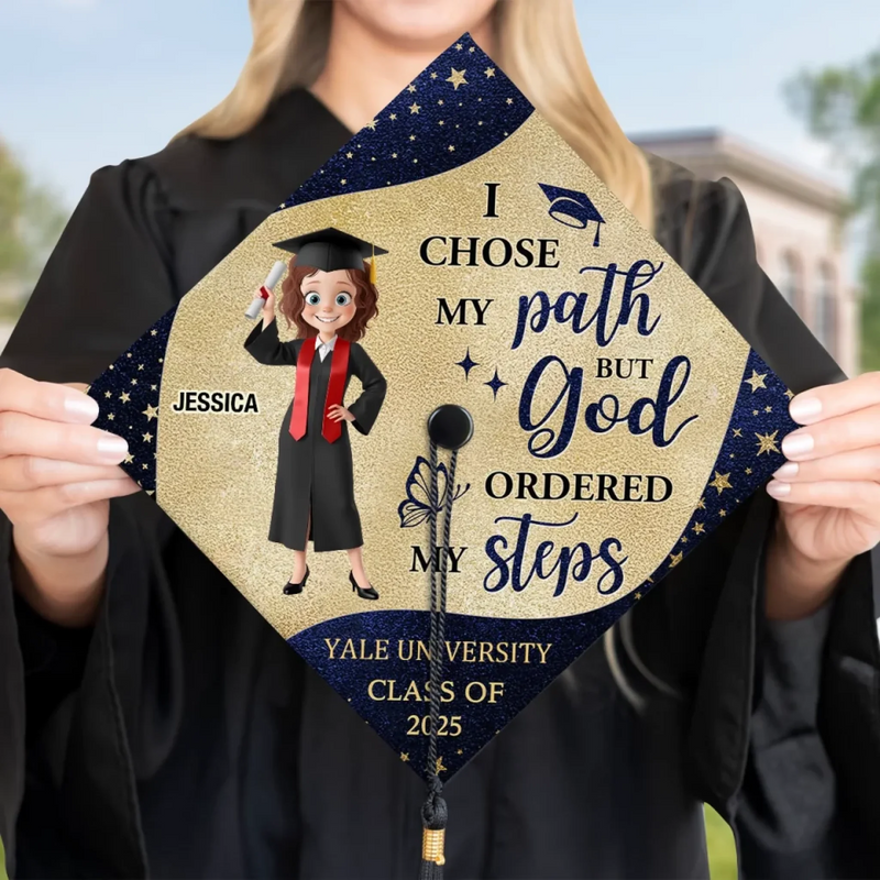 Personalised Graduation Cap - Meaningful Memorial or Graduation Gift or Christian Gifts - God Ordered My Steps