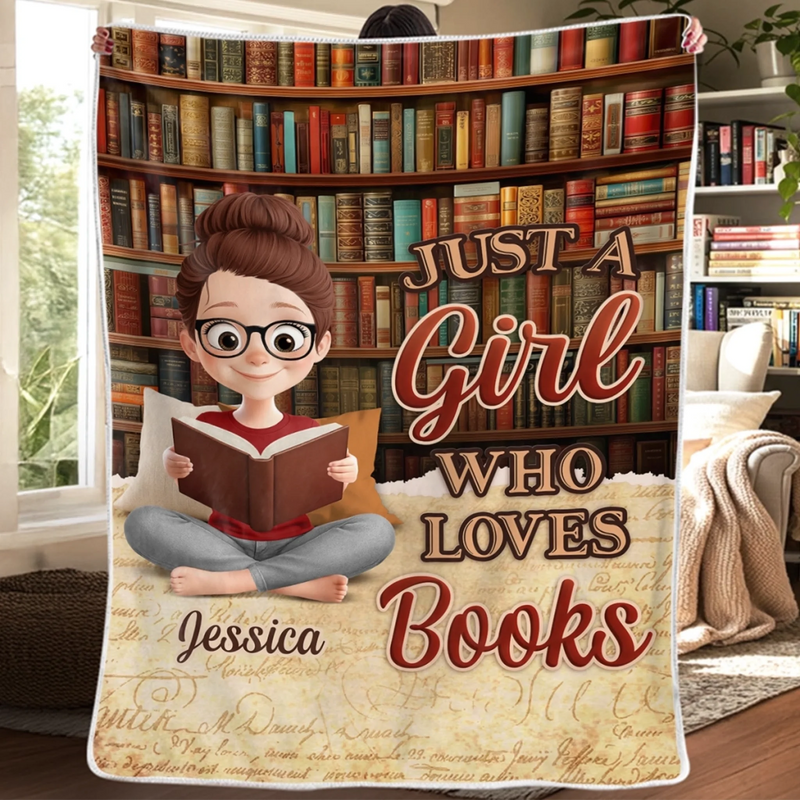 Personalised Blanket - Book Lover Gifts For Readers, Bookworms - Cozy Bliss With Books