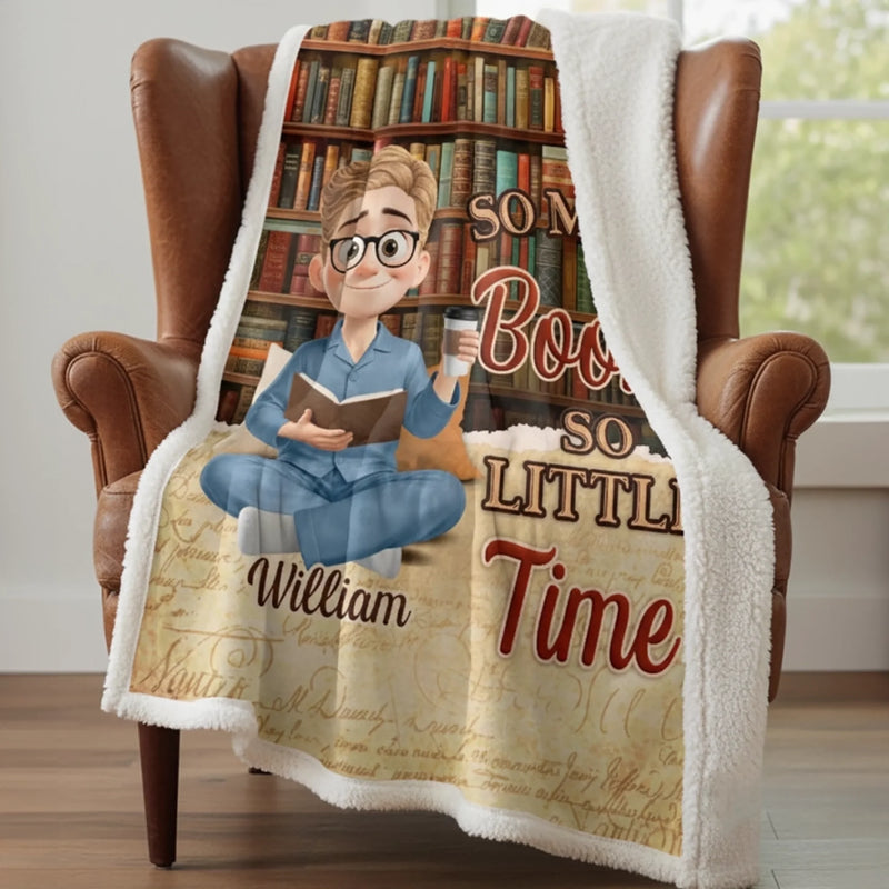 Personalised Blanket - Book Lover Gifts For Readers, Bookworms - Cozy Bliss With Books