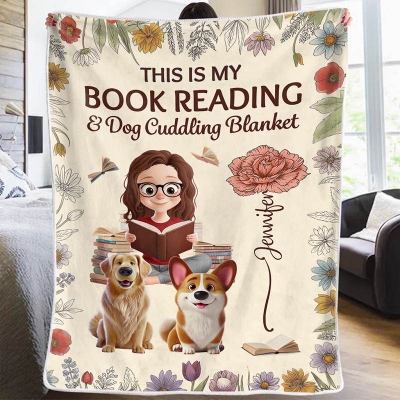 Personalised Blanket - Book Lover Gifts For Readers, Dog Dad And Mom, Cat Owners - Forever Book Buddies