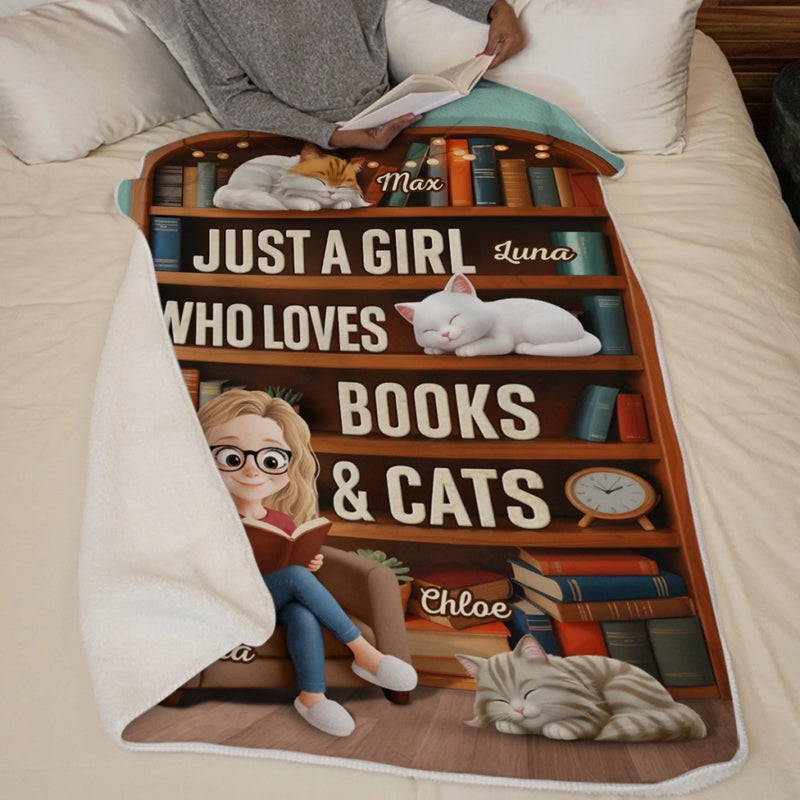 Personalised Blanket - Book Lover Gifts For Readers, Cat Mom And Dad - Reading Buddies For Life