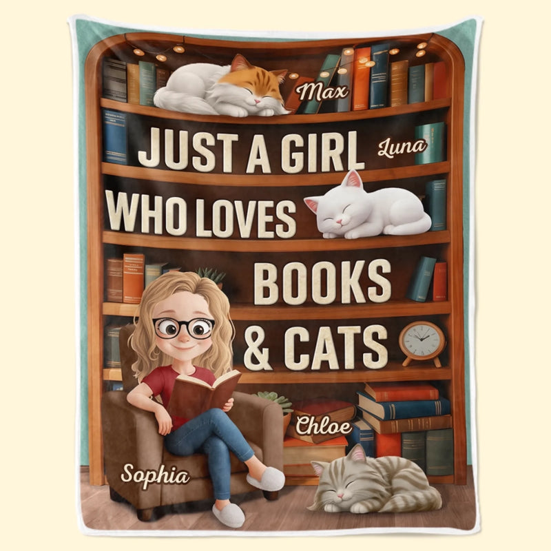 Personalised Blanket - Book Lover Gifts For Readers, Cat Mom And Dad - Reading Buddies For Life