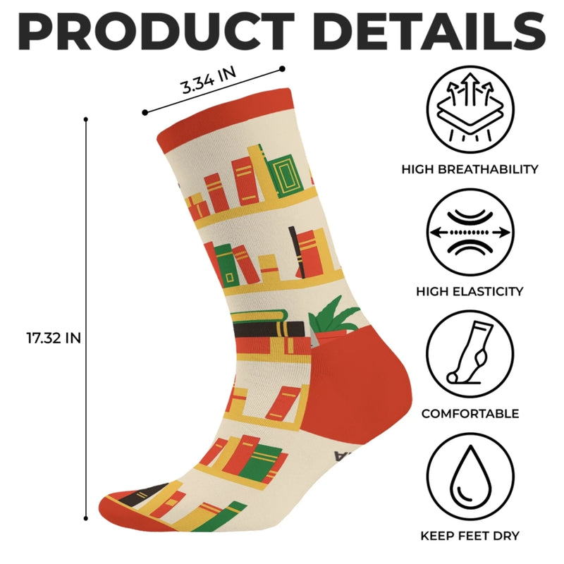 Personalised Crew Socks - Bookish Gifts For Book Lovers, Bookworms, Readers - Adventures Inside These Pages