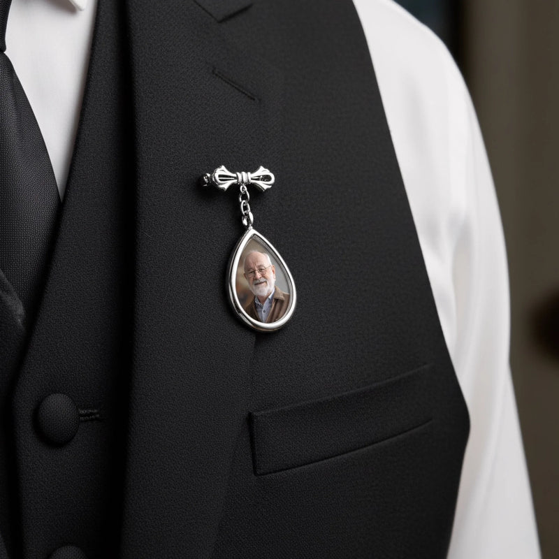 Personalised Teardrop Pin with Photo – Meaningful Memorial or Graduation Gift – Walking With You Today And Always