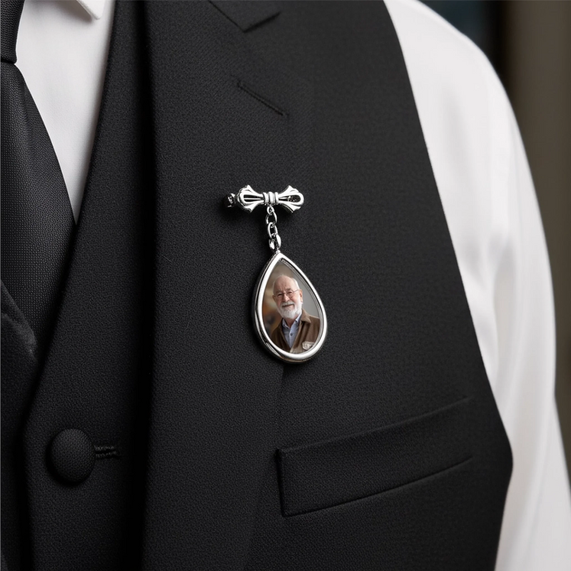 Personalised Teardrop Pin with Photo - Meaningful Memorial or Graduation Gift - Forever In My Heart