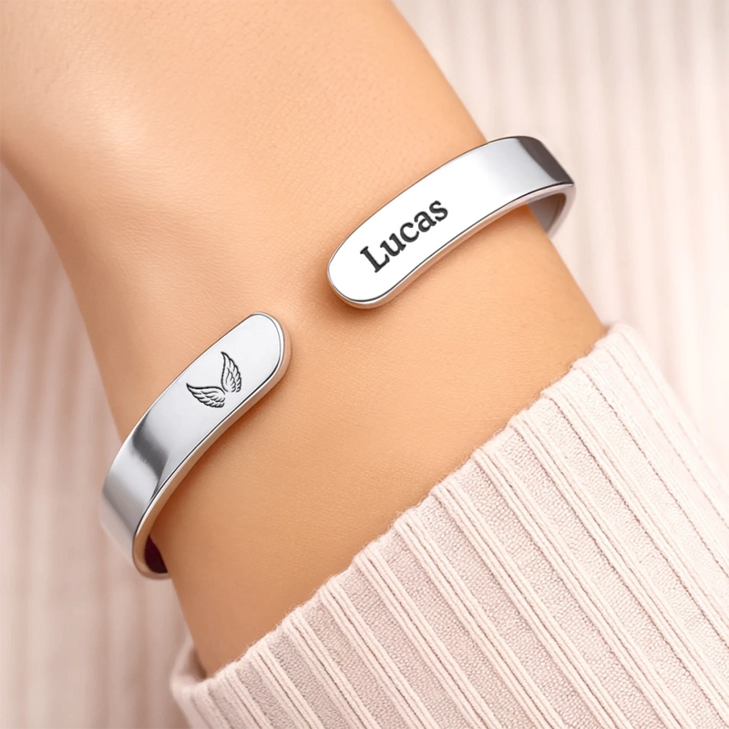 Personalised Stainless Steel Cuff Bracelet - Meaningful Memorial Gift - I Will Carry You With Me