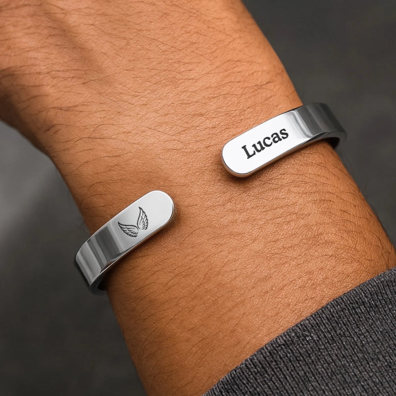 Personalised Stainless Steel Cuff Bracelet - Meaningful Memorial Gift - I Will Carry You With Me