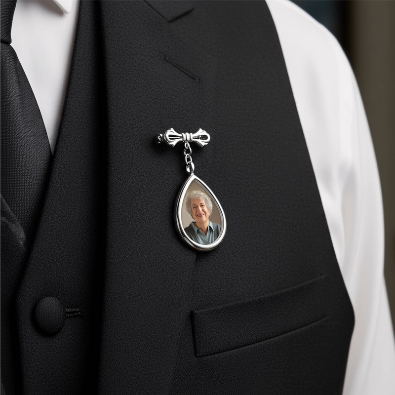 Personalised Teardrop Pin with Photo - Meaningful Memorial or Graduation Gift - Your Love Lives On