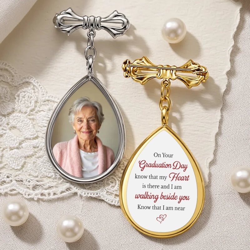 Personalised Teardrop Pin with Photo - Meaningful Memorial or Graduation Gift - Graduated With Your Love