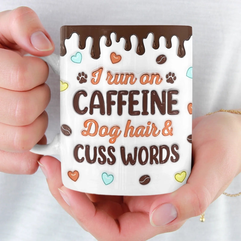 Personalised 3D Inflated Effect Mug – Gifts For Dog Lovers – Running On Caffeine And Dog Hair