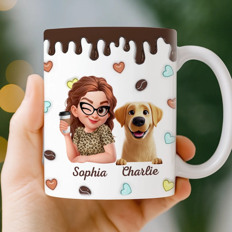 Personalised 3D Inflated Effect Mug – Gifts For Dog Lovers – Running On Caffeine And Dog Hair