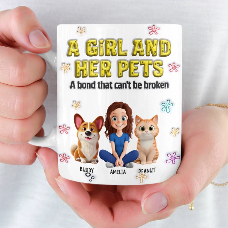 Personalised 3D Inflated Effect Mug – Birthday Gifts For Cat Lovers, Dog Mum – A Bond Forever Unbreakable