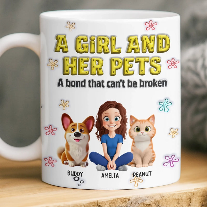 Personalised 3D Inflated Effect Mug – Birthday Gifts For Cat Lovers, Dog Mum – A Bond Forever Unbreakable