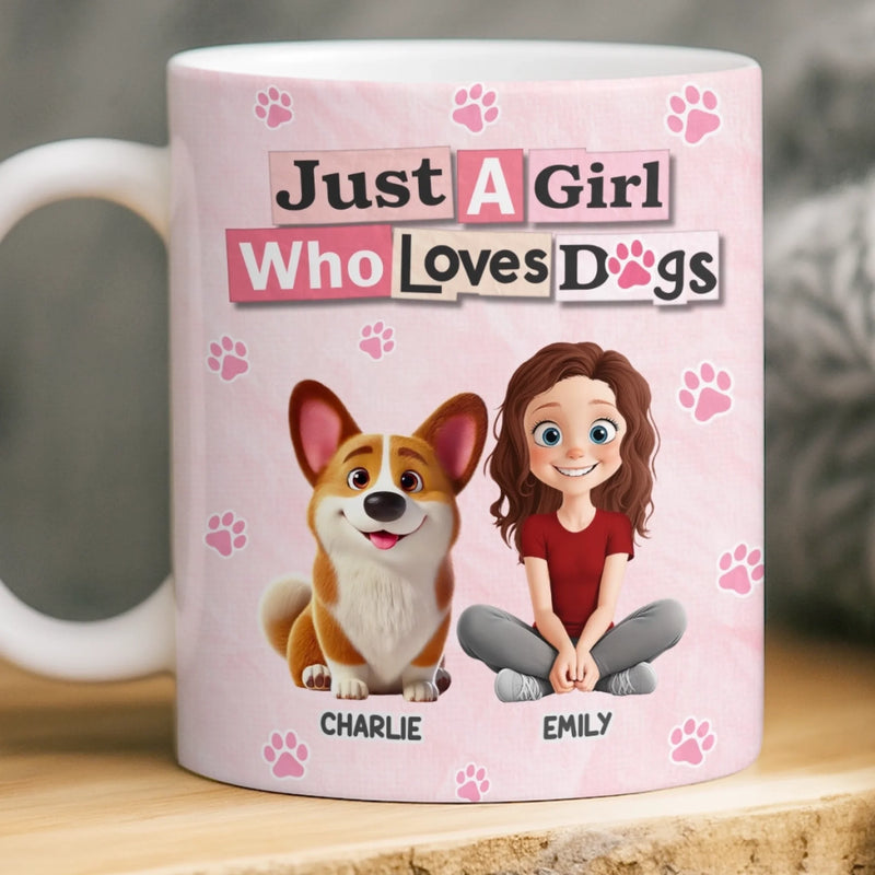Personalised Mug – Birthday Gifts For Dog Lovers, Dog Dad & Mum – Just A Girl And Her Dogs