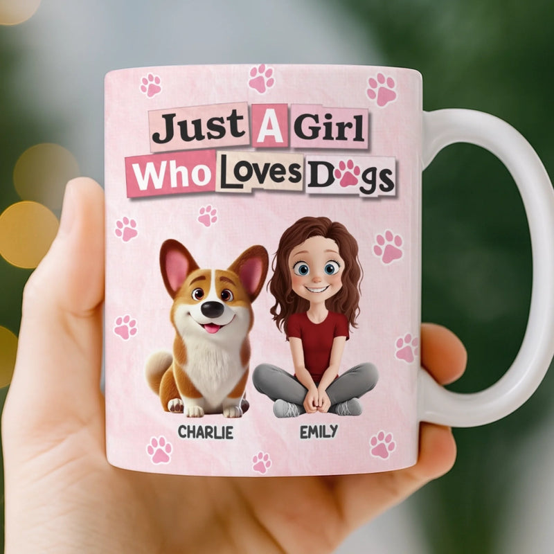 Personalised Mug – Birthday Gifts For Dog Lovers, Dog Dad & Mum – Just A Girl And Her Dogs
