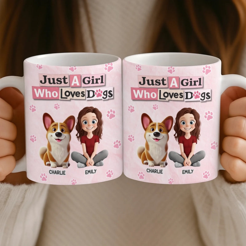 Personalised Mug – Birthday Gifts For Dog Lovers, Dog Dad & Mum – Just A Girl And Her Dogs