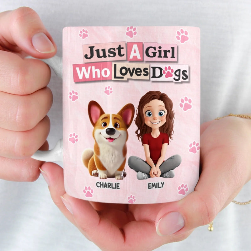 Personalised Mug – Birthday Gifts For Dog Lovers, Dog Dad & Mum – Just A Girl And Her Dogs