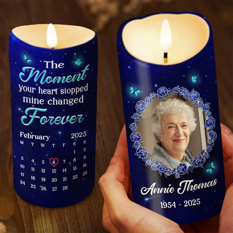 Personalised LED Candle with Photo - Meaningful Memorial Gift - Though Absent, You Remain Ever Near