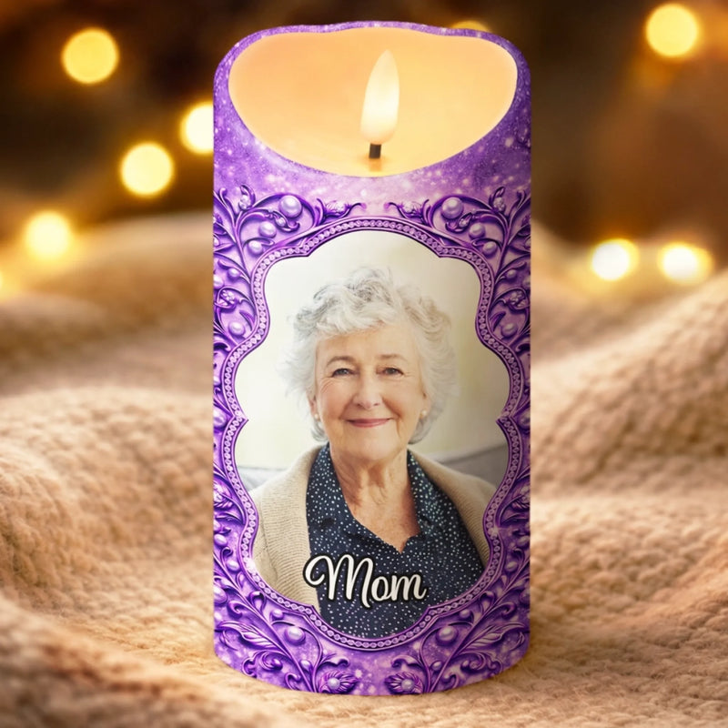 Personalised LED Candle with Photo - Meaningful Memorial Gift - Always Loved Never Forgotten