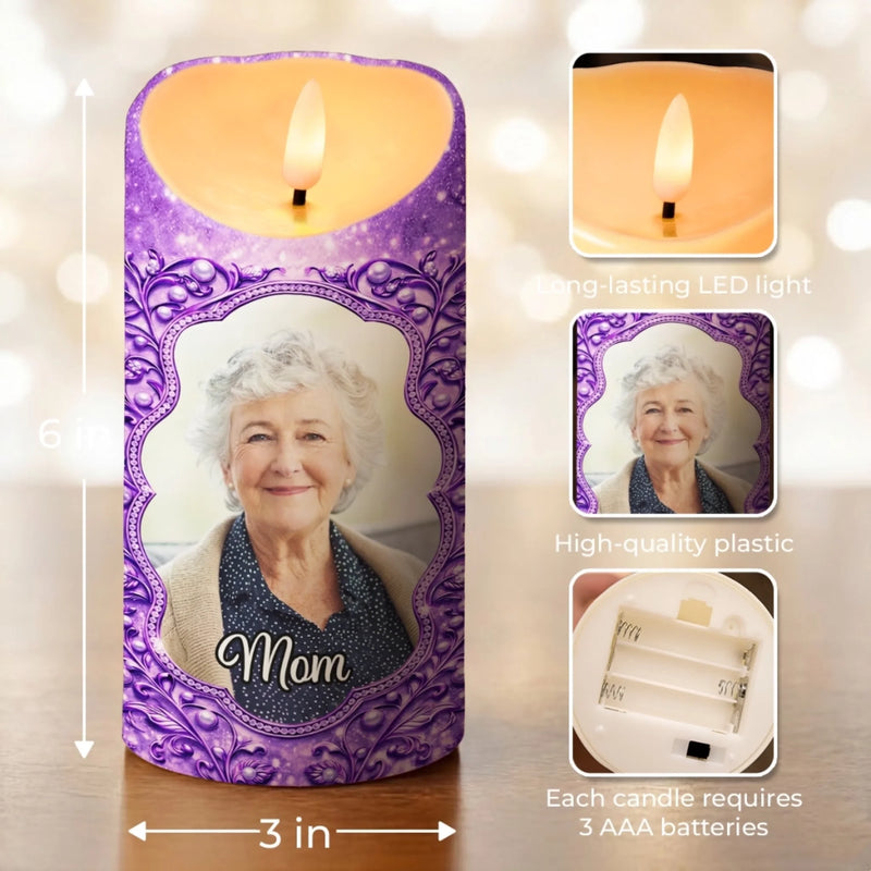 Personalised LED Candle with Photo - Meaningful Memorial Gift - Always Loved Never Forgotten