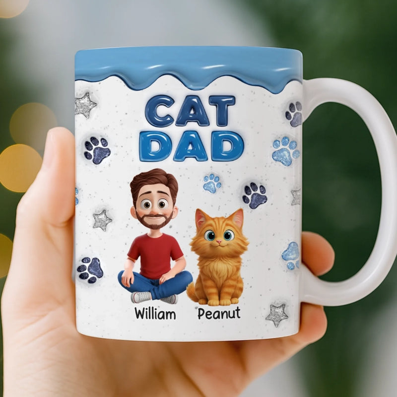 Personalised 3D Inflated Effect Mug – Birthday Gifts For Cat Lovers, Cat Dad & Mum – Living My Cat Life