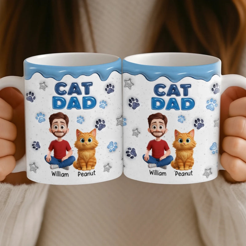 Personalised 3D Inflated Effect Mug – Birthday Gifts For Cat Lovers, Cat Dad & Mum – Living My Cat Life