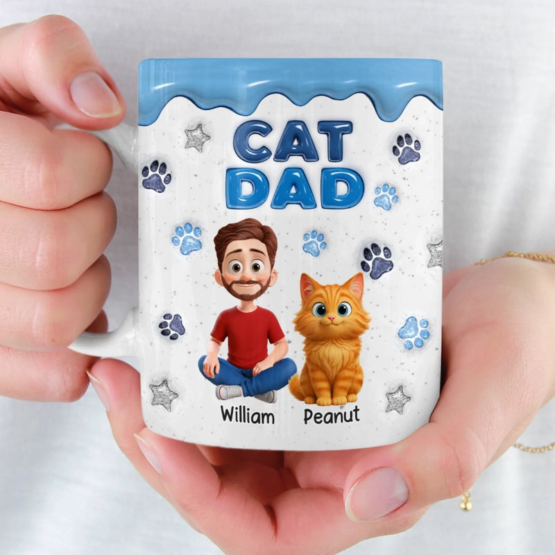 Personalised 3D Inflated Effect Mug – Birthday Gifts For Cat Lovers, Cat Dad & Mum – Living My Cat Life