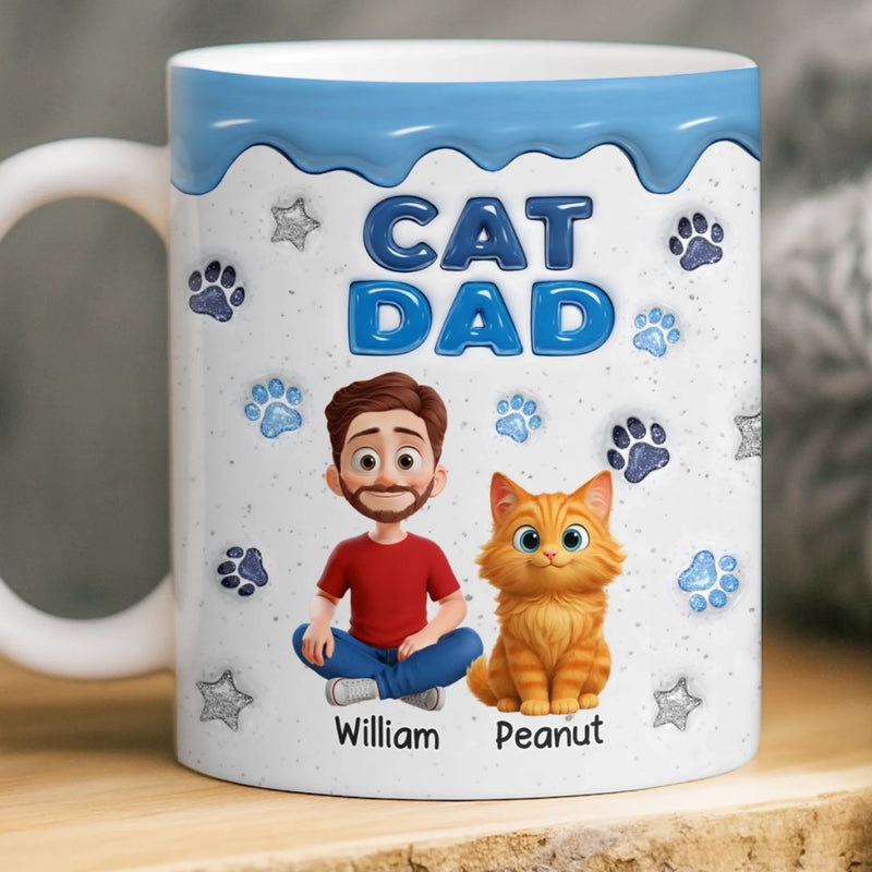 Personalised 3D Inflated Effect Mug – Birthday Gifts For Cat Lovers, Cat Dad & Mum – Living My Cat Life