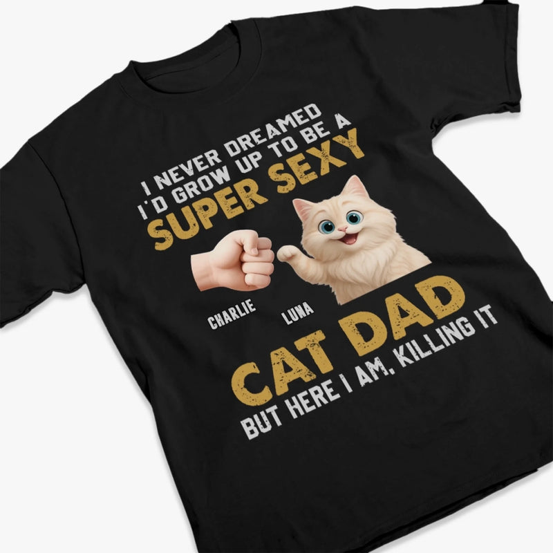 Personalised Unisex T-Shirt, Hoodie – Father’s Day Gift for Cat Lovers, Cat Owners – I'd Grow Up to Be A Cat Dad